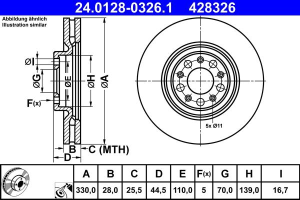 ATE 24.0128-0326.1 - Kočioni disk www.molydon.hr