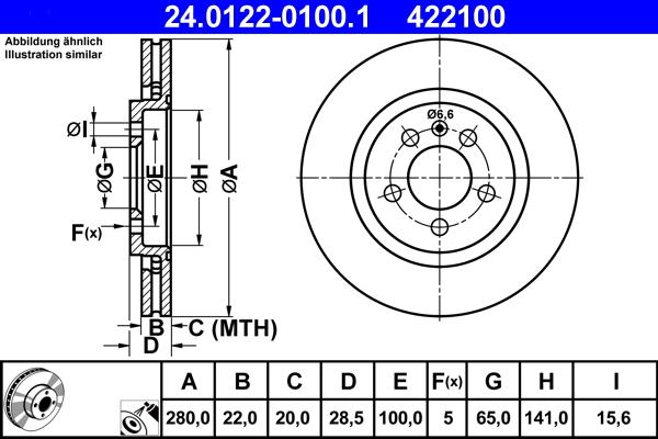 ATE 24.0122-0100.1 - Kočioni disk www.molydon.hr