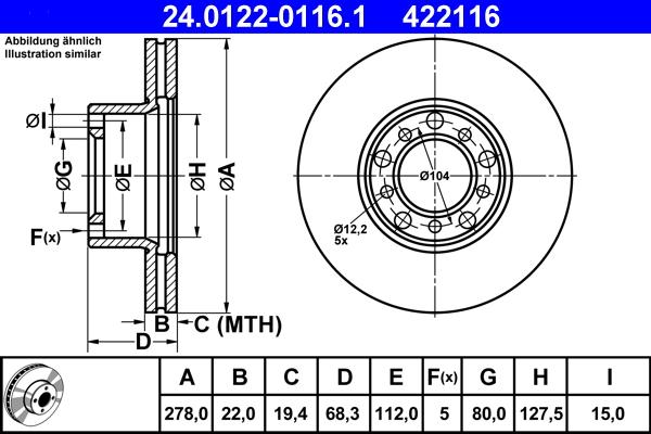 ATE 24.0122-0116.1 - Kočioni disk www.molydon.hr