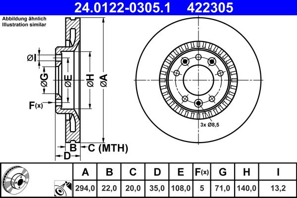 ATE 24.0122-0305.1 - Kočioni disk www.molydon.hr