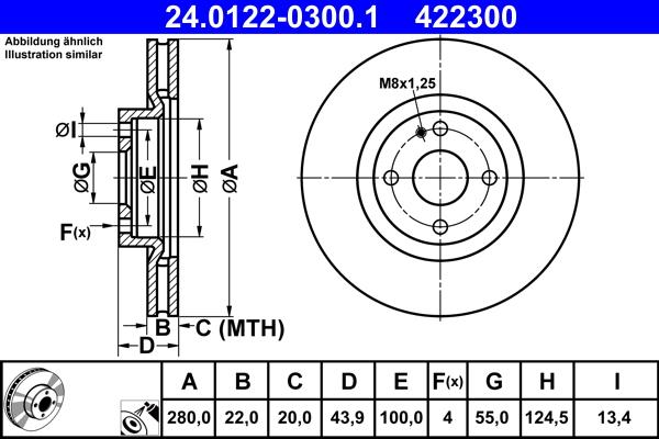 ATE 24.0122-0300.1 - Kočioni disk www.molydon.hr