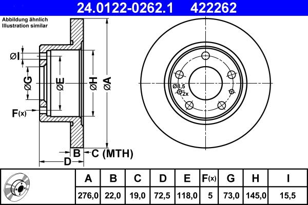 ATE 24.0122-0262.1 - Kočioni disk www.molydon.hr