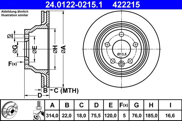 ATE 24.0122-0215.1 - Kočioni disk www.molydon.hr