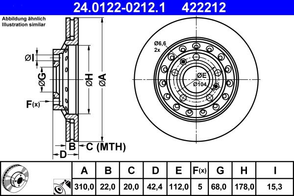 ATE 24.0122-0212.1 - Kočioni disk www.molydon.hr