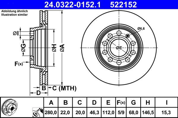 ATE 24.0322-0152.1 - Kočioni disk www.molydon.hr