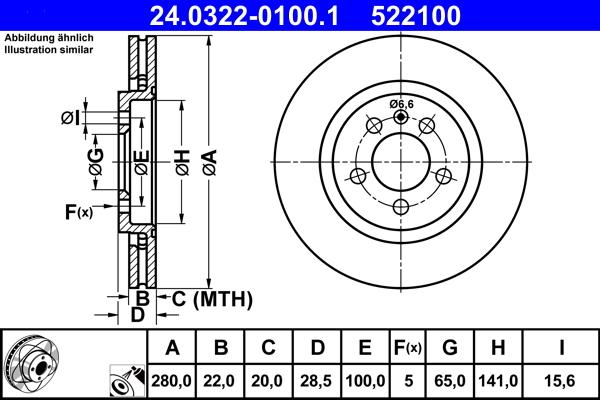 ATE 24.0322-0100.1 - Kočioni disk www.molydon.hr