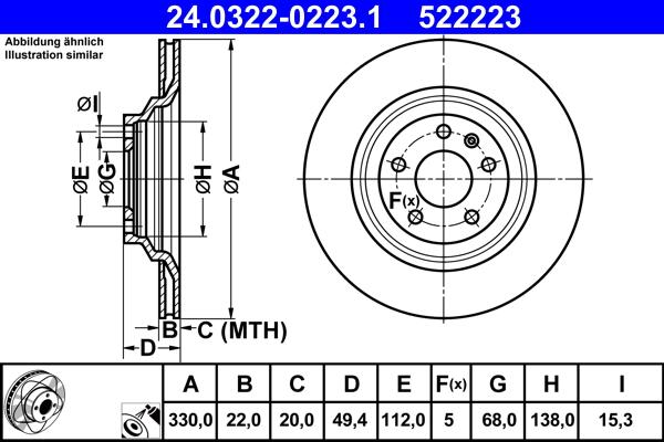 ATE 24.0322-0223.1 - Kočioni disk www.molydon.hr