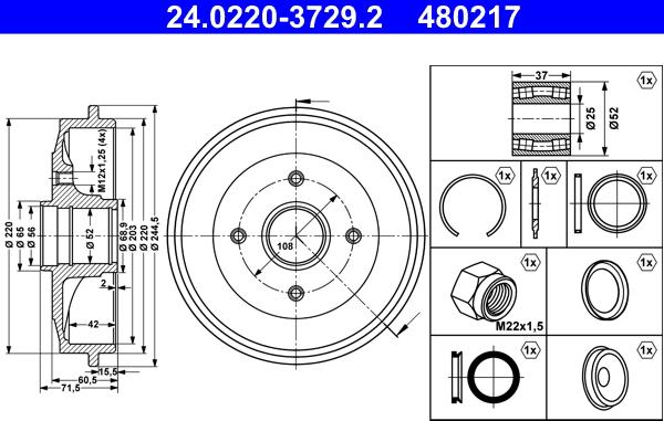 ATE 24.0220-3729.2 - Kočioni disk www.molydon.hr