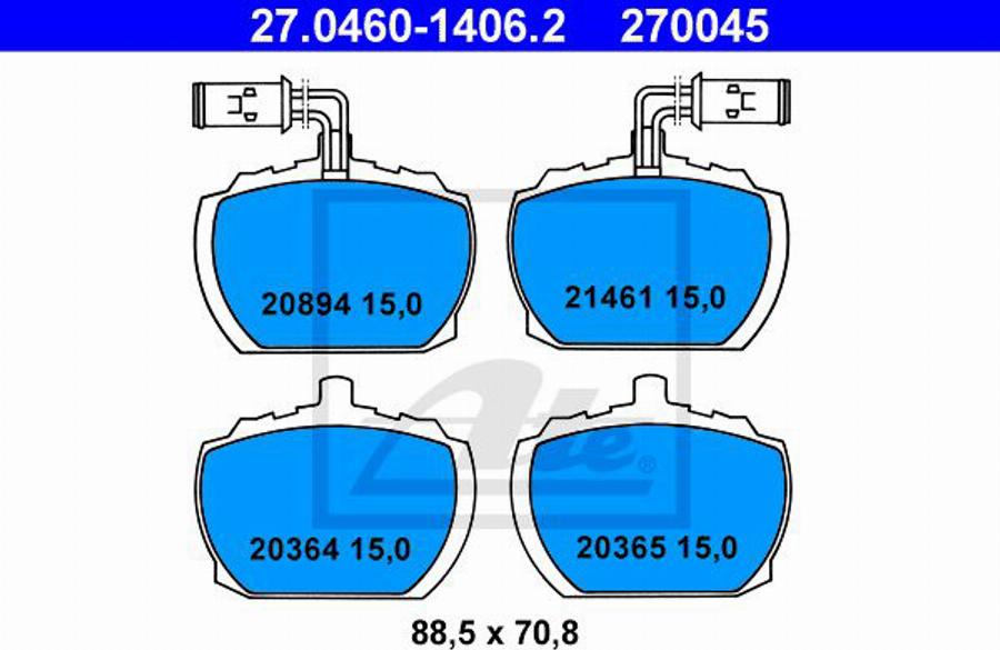 ATE 270045 - Komplet Pločica, disk-kočnica www.molydon.hr