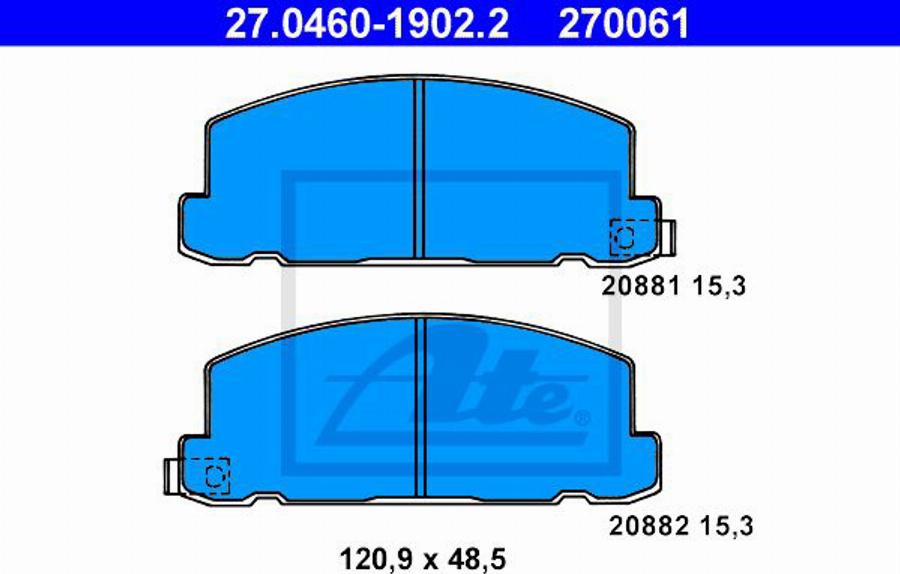 ATE 270061 - Komplet Pločica, disk-kočnica www.molydon.hr