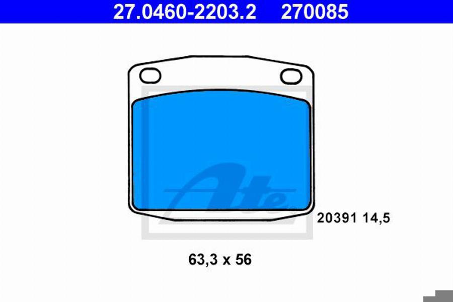 ATE 270085 - Komplet Pločica, disk-kočnica www.molydon.hr