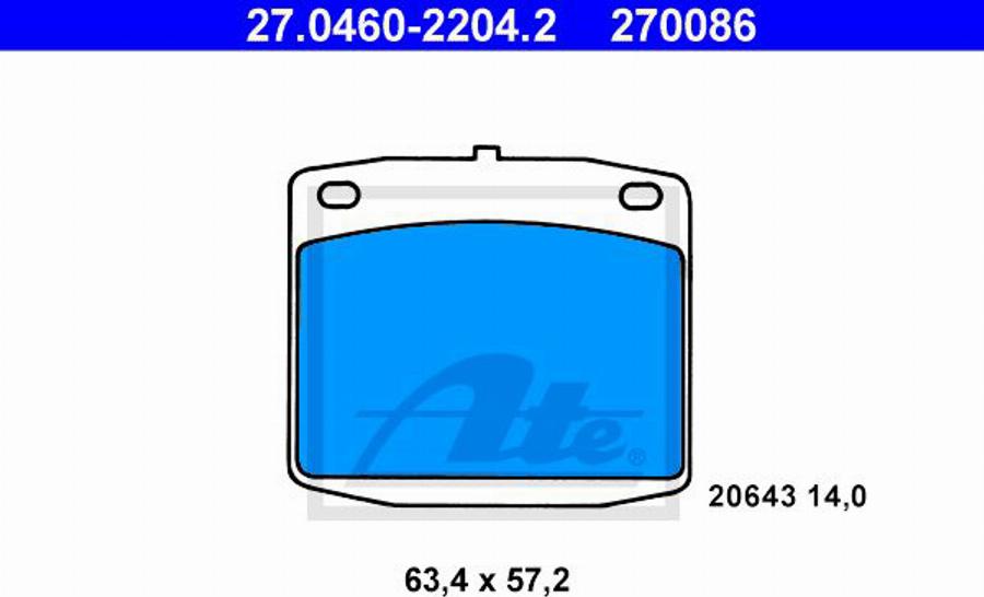 ATE 270086 - Komplet Pločica, disk-kočnica www.molydon.hr