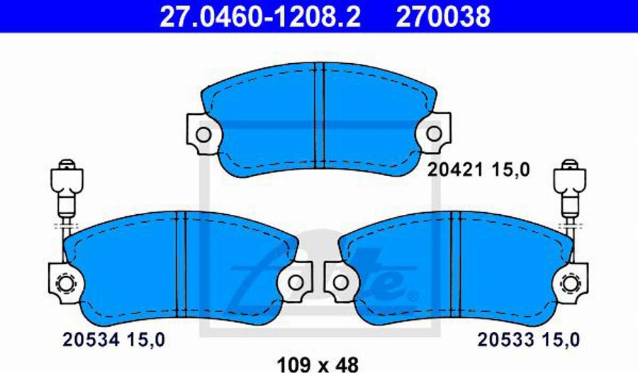 ATE 270038 - Komplet Pločica, disk-kočnica www.molydon.hr