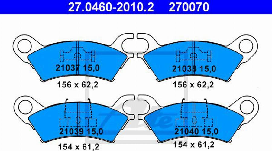 ATE 270070 - Komplet Pločica, disk-kočnica www.molydon.hr