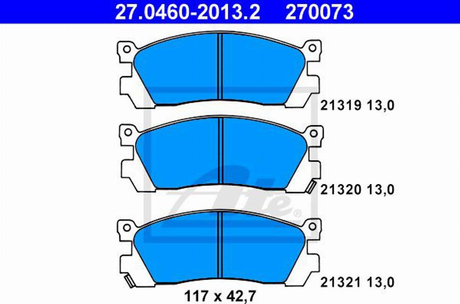 ATE 270073 - Komplet Pločica, disk-kočnica www.molydon.hr