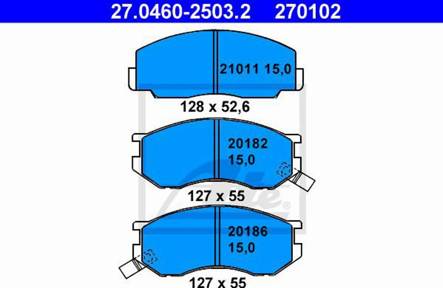 ATE 270102 - Komplet Pločica, disk-kočnica www.molydon.hr