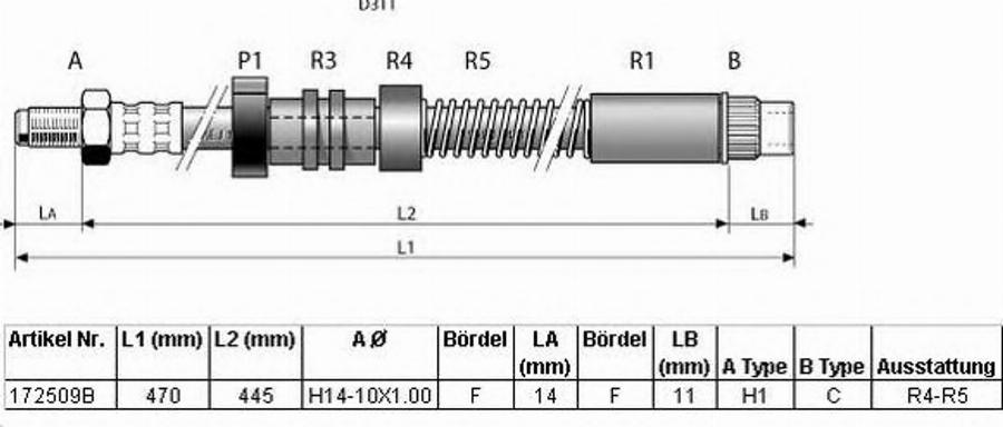 BENDIX 172509 B - Kočiono crijevo, lajtung www.molydon.hr