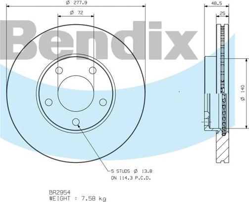 BENDIX BR2954 - Kočioni disk www.molydon.hr