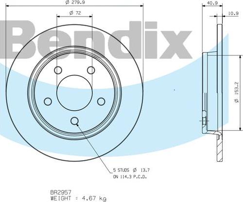 BENDIX BR2957 - Kočioni disk www.molydon.hr