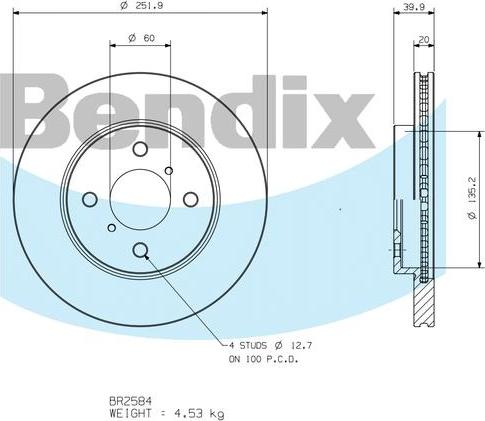 BENDIX BR2584 - Kočioni disk www.molydon.hr