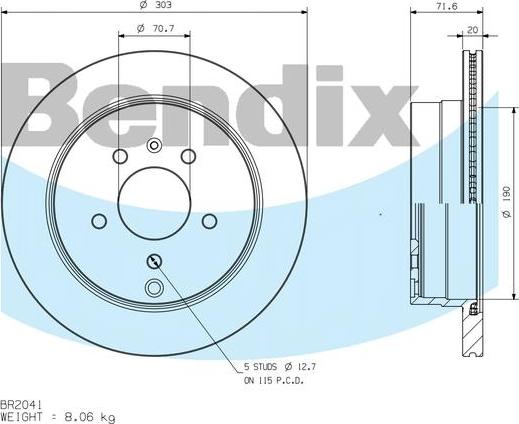 BENDIX BR2041 - Kočioni disk www.molydon.hr