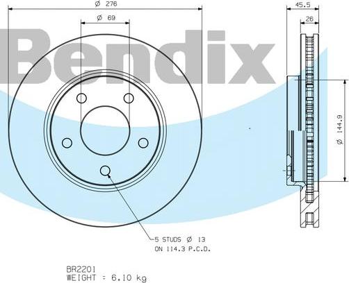 BENDIX BR2201 - Kočioni disk www.molydon.hr