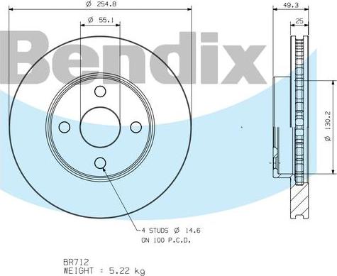 BENDIX BR712 - Kočioni disk www.molydon.hr