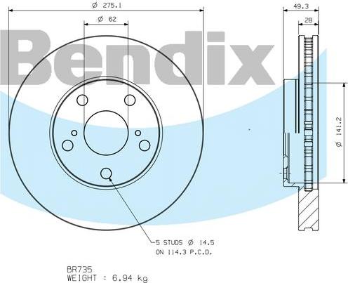 BENDIX BR735 - Kočioni disk www.molydon.hr