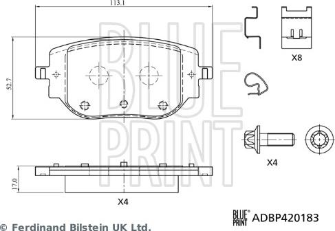 Blue Print ADBP420183 - Komplet Pločica, disk-kočnica www.molydon.hr