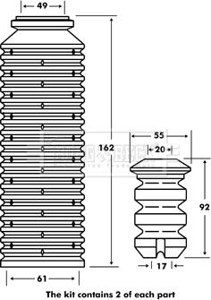 Borg & Beck BPK7049 - Komplet za zaštitu od prasine, amortizer www.molydon.hr