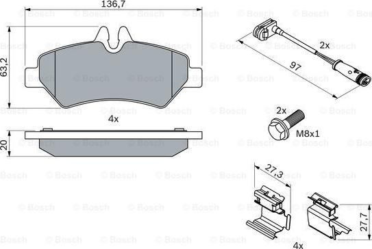 BOSCH 0 986 494 601 - Komplet Pločica, disk-kočnica www.molydon.hr