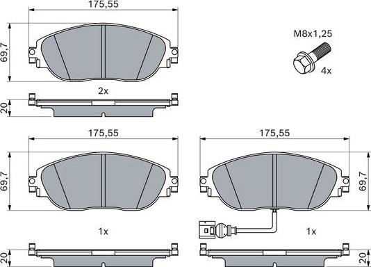 BOSCH 0 986 494 704 - Komplet Pločica, disk-kočnica www.molydon.hr