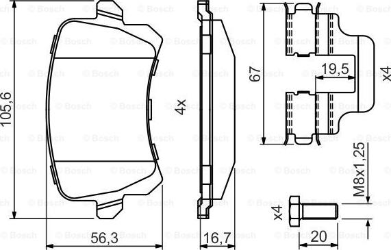 BOSCH 0 986 494 731 - Komplet Pločica, disk-kočnica www.molydon.hr