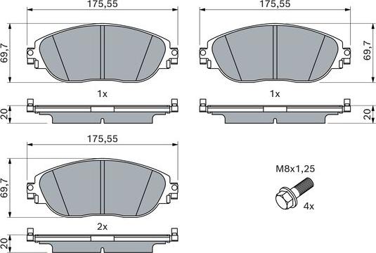 BOSCH 0 986 424 628 - Komplet Pločica, disk-kočnica www.molydon.hr