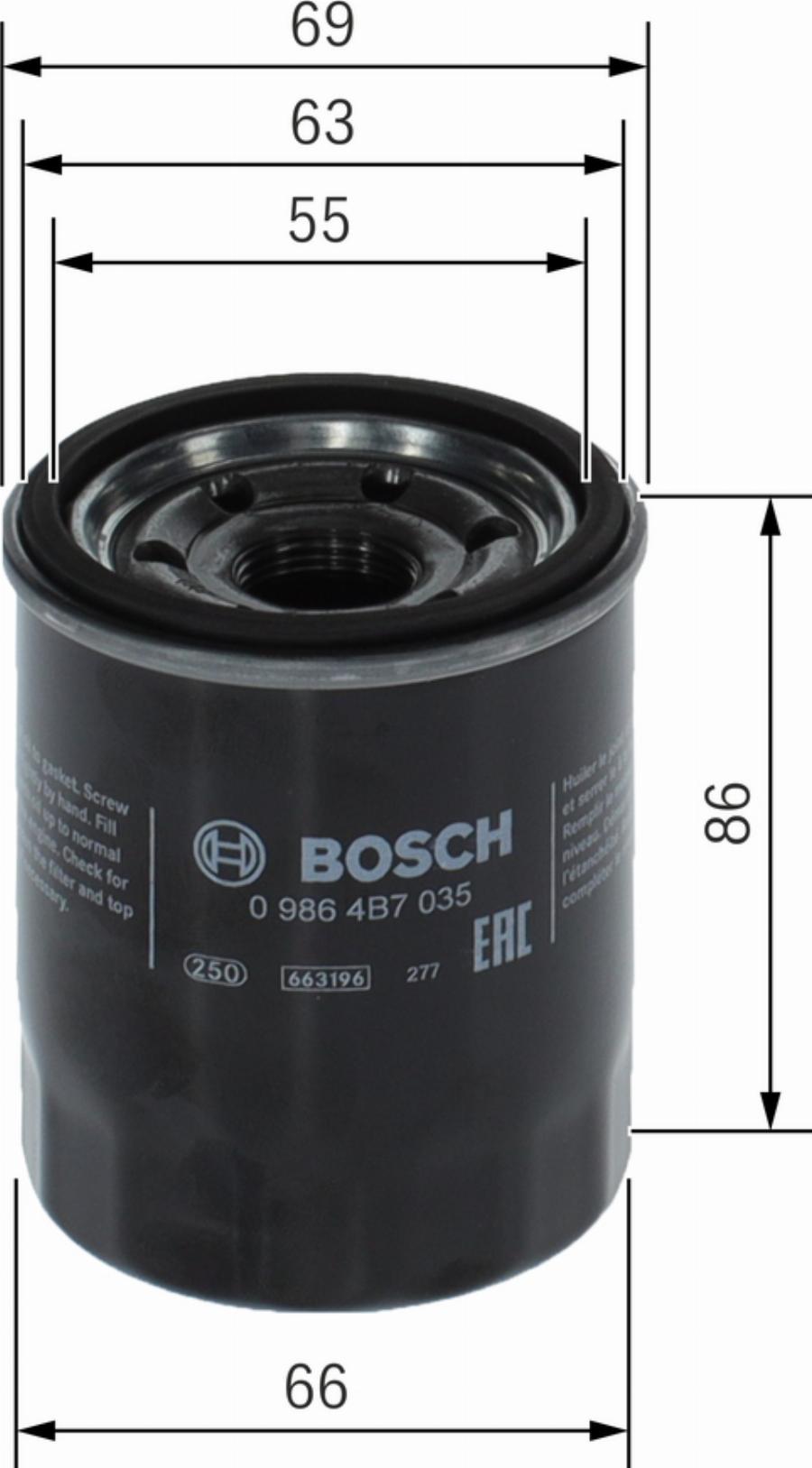 BOSCH 0 986 4B7 035 - Filter za ulje www.molydon.hr