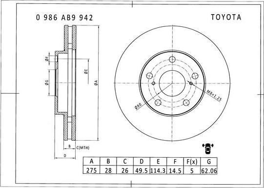 BOSCH 0 986 AB9 942 - Kočioni disk www.molydon.hr