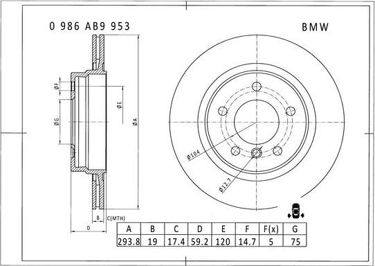 BOSCH 0 986 AB9 953 - Kočioni disk www.molydon.hr