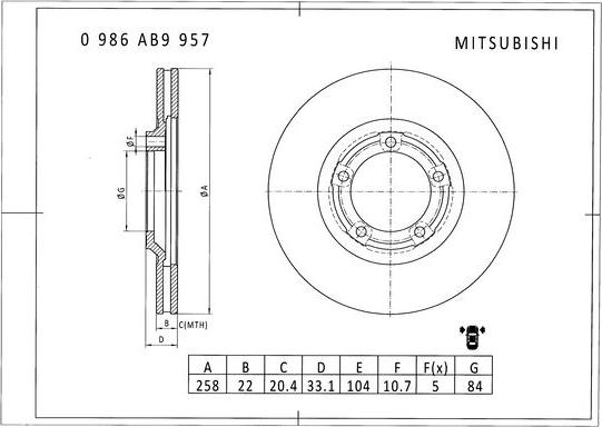 BOSCH 0 986 AB9 957 - Kočioni disk www.molydon.hr