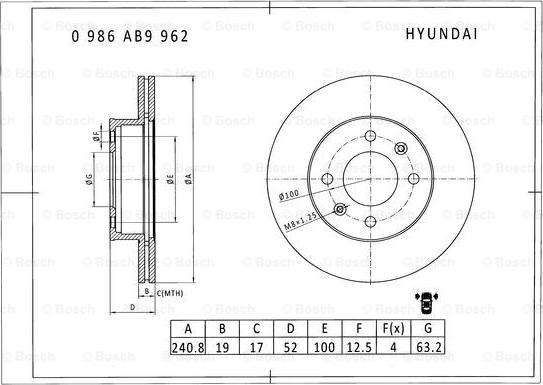 BOSCH 0 986 AB9 962 - Kočioni disk www.molydon.hr