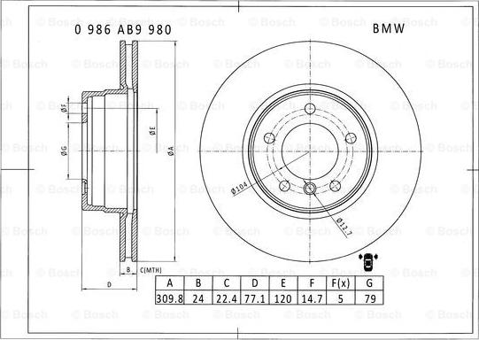 BOSCH 0 986 AB9 980 - Kočioni disk www.molydon.hr