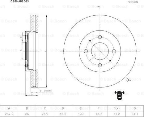 BOSCH 0 986 AB9 593 - Kočioni disk www.molydon.hr