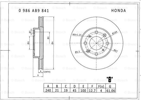 BOSCH 0 986 AB9 841 - Kočioni disk www.molydon.hr