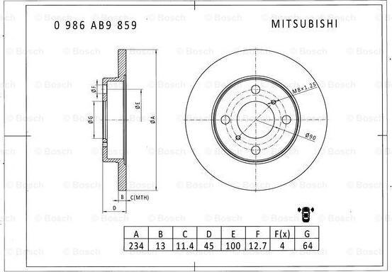 BOSCH 0 986 AB9 859 - Kočioni disk www.molydon.hr