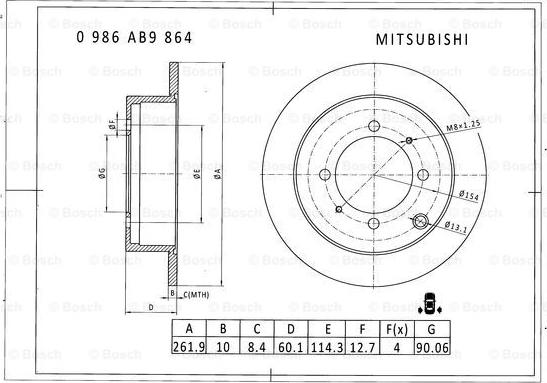 BOSCH 0 986 AB9 864 - Kočioni disk www.molydon.hr