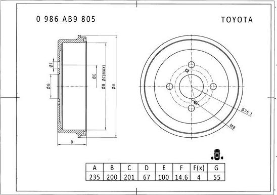 BOSCH 0 986 AB9 805 - Bubanj kočnica www.molydon.hr