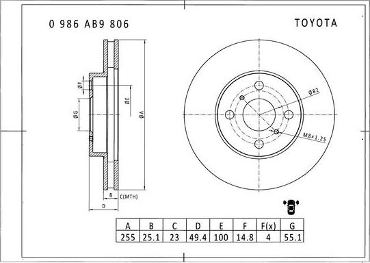 BOSCH 0 986 AB9 806 - Kočioni disk www.molydon.hr