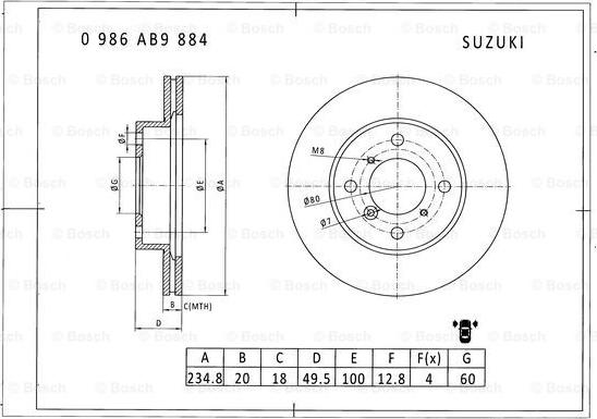 BOSCH 0 986 AB9 884 - Kočioni disk www.molydon.hr