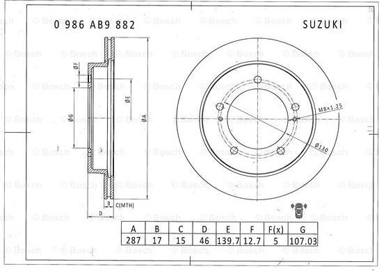 BOSCH 0 986 AB9 882 - Kočioni disk www.molydon.hr