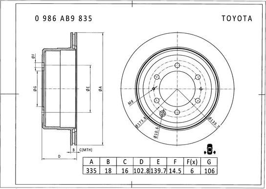 BOSCH 0 986 AB9 835 - Kočioni disk www.molydon.hr