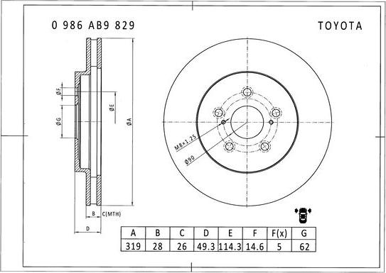 BOSCH 0 986 AB9 829 - Kočioni disk www.molydon.hr